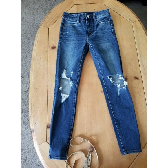 American Eagle 360 Ne(x)t Level Stretch High Rise Distress Jeggings Sz 00 Short - Picture 1 of 8